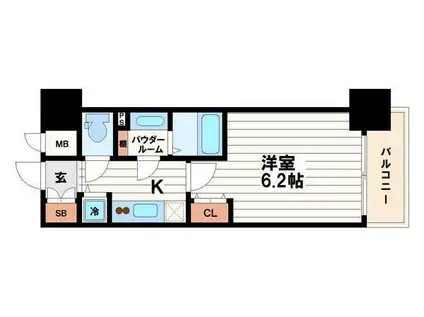 プレサンスタワー北浜(1K/7階)の間取り写真