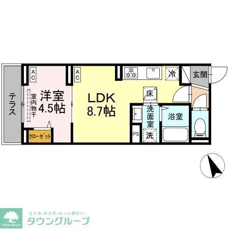 セレスティア鷺宮(1LDK/1階)の間取り写真