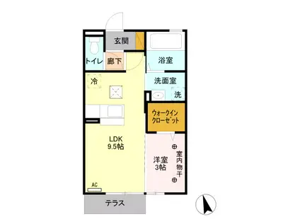 クオーレ 鳥山下町(1LDK/1階)の間取り写真