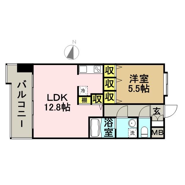 キルンズ博多駅南(1LDK/8階)の間取り写真