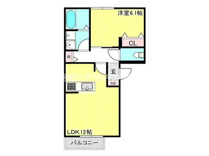トリニティI号館(1LDK/2階)の間取り写真