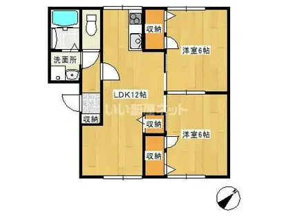 コーポリッチモンド(2LDK/1階)の間取り写真