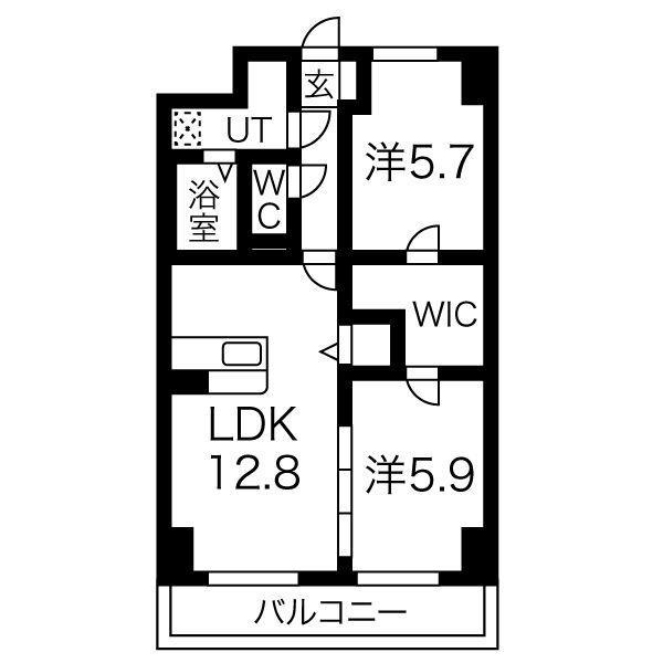 アグレアーブル(2LDK/2階)の間取り写真