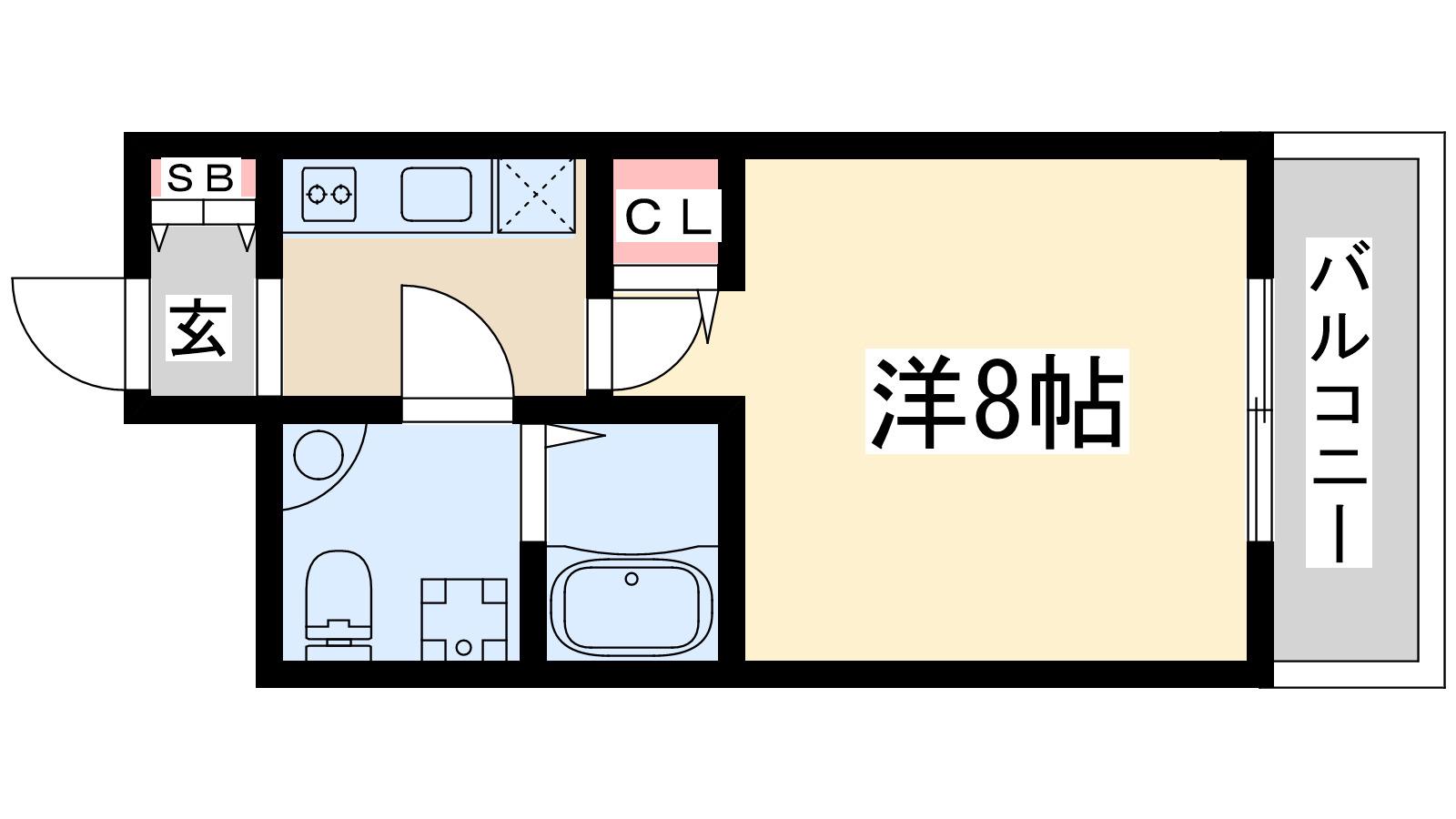 セレニテ江坂四番館(1K/8階)の間取り写真