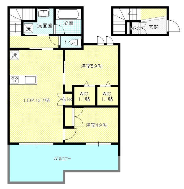 CASA CLAIR(2LDK/2階)の間取り写真