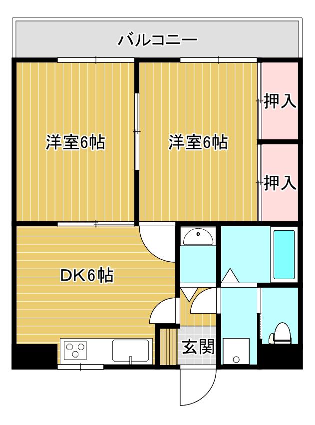 ハイム華(2DK/1階)の間取り写真