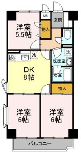 カサグランデエラン(3DK/2階)の間取り写真