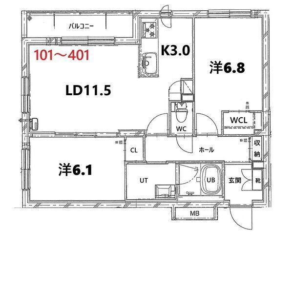 BASE厚別西(2LDK/4階)の間取り写真