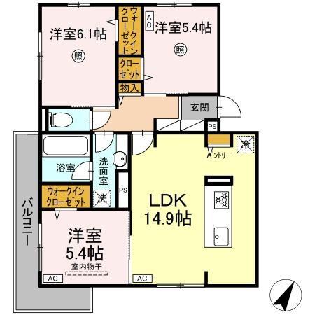 TORISIA相生町(3LDK/3階)の間取り写真