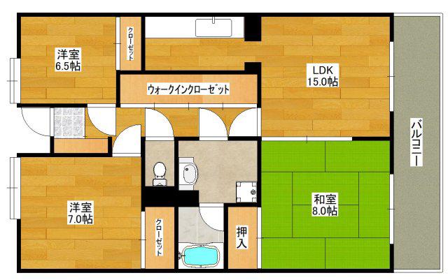 サンライズコート緑地公園(3LDK/1階)の間取り写真