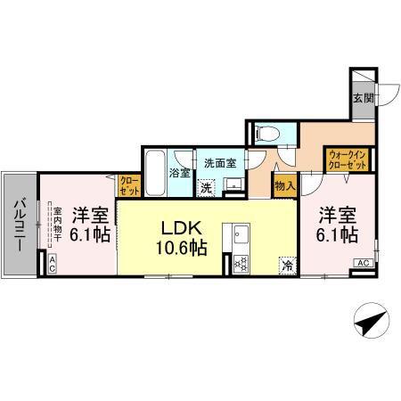 D PAINA 生田(2LDK/3階)の間取り写真