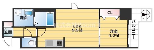 ラクラス堺筋本町旧フォーリアライズ堺筋本町(1LDK/2階)の間取り写真