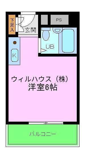パセオ梅北(ワンルーム/3階)の間取り写真