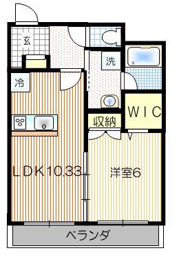 ローズパーク(1LDK/2階)の間取り写真