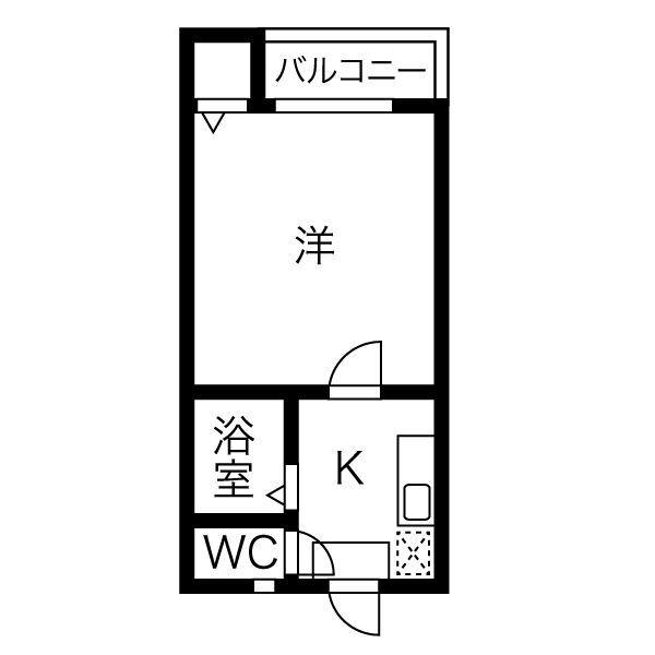 オークヴィラ本陣(1K/1階)の間取り写真