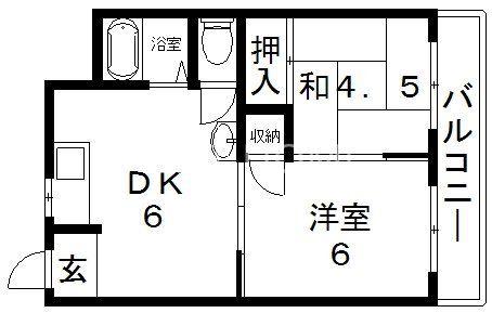 ロイヤル池田(2DK/4階)の間取り写真