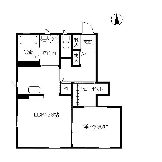 アスタリスク(1LDK/1階)の間取り写真