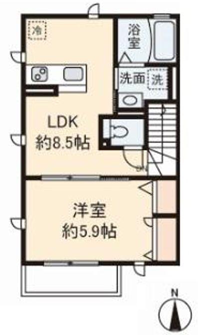 レーベンハイム鵠沼A(1LDK/2階)の間取り写真