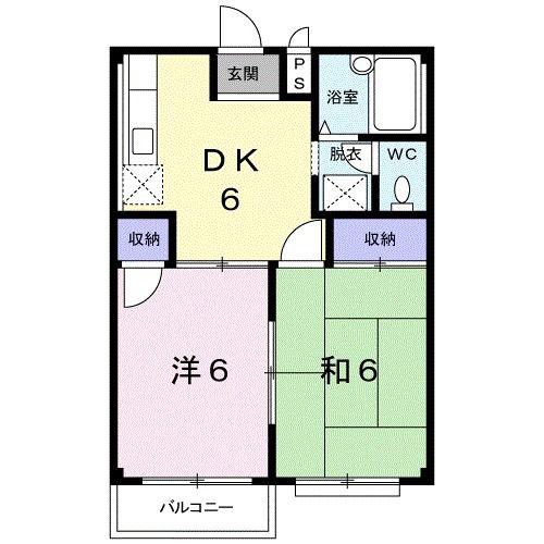 フェルド中居(2DK/2階)の間取り写真