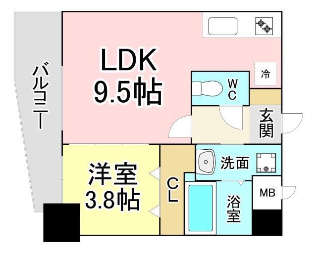 ARIETE(1LDK/3階)の間取り写真