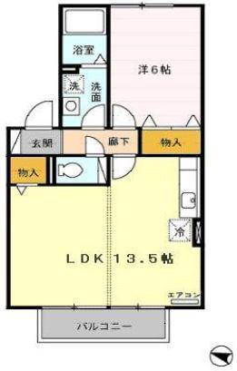 セジュール豊栄東栄町(1LDK/1階)の間取り写真