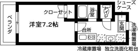 オーパス自由ヶ丘(1K/1階)の間取り写真