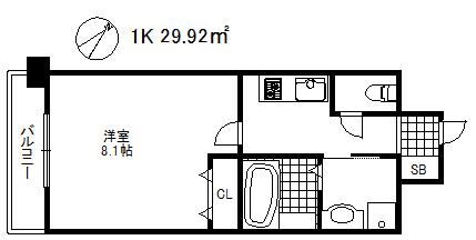 新神戸ヴィータ(1K/8階)の間取り写真
