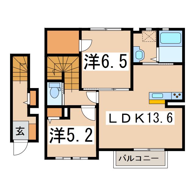 シャーメゾン青葉C(2LDK/2階)の間取り写真