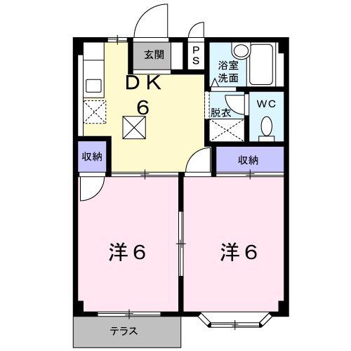 ポートエルディムA(2DK/1階)の間取り写真