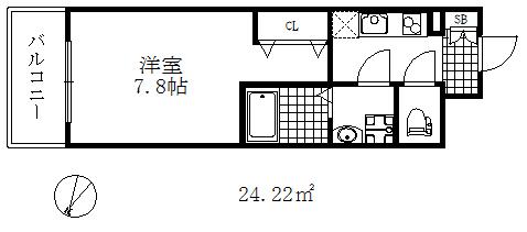 エスリード三宮旭通(1K/3階)の間取り写真