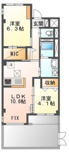 エルヴァス(2LDK/1階)の間取り写真