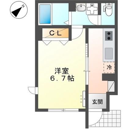 ESPOIR HILLS(1K/1階)の間取り写真