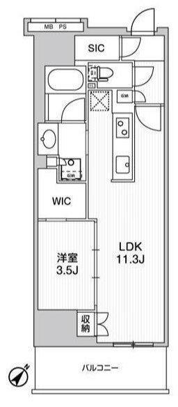 WORVE横浜伊勢佐木町(1LDK/8階)の間取り写真