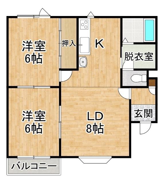 シオンハイツA(2LDK/2階)の間取り写真