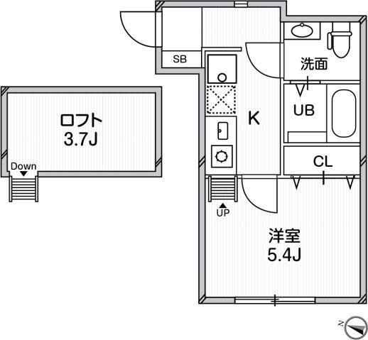 ルクール平和台(1K/2階)の間取り写真