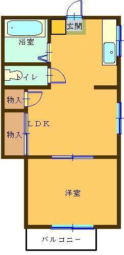 クレール小暮(1LDK/2階)の間取り写真