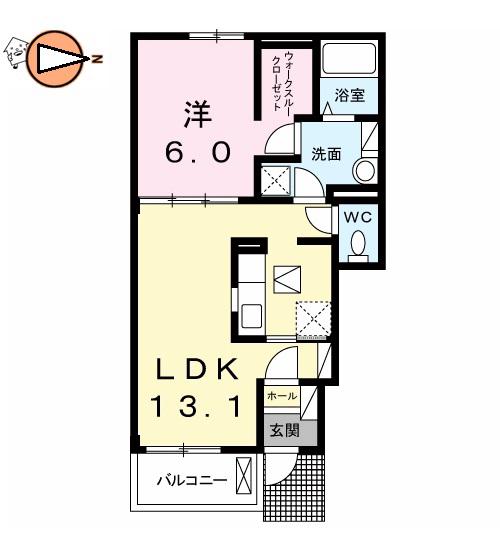 アルカーサII(1LDK/1階)の間取り写真