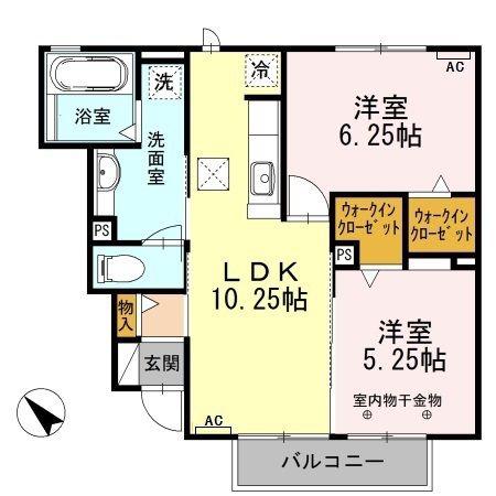 ボヌール エム(2LDK/1階)の間取り写真