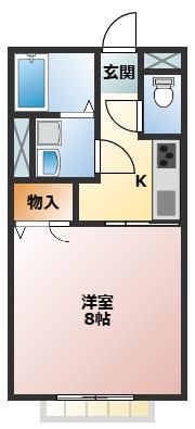 クロシェット湘南(1K/2階)の間取り写真