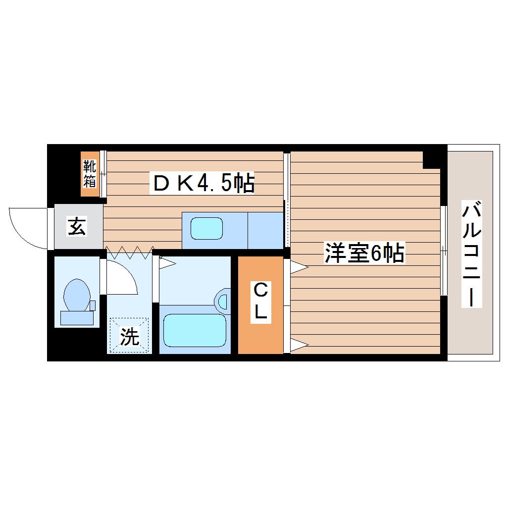 プラザ鹿野(1DK/5階)の間取り写真