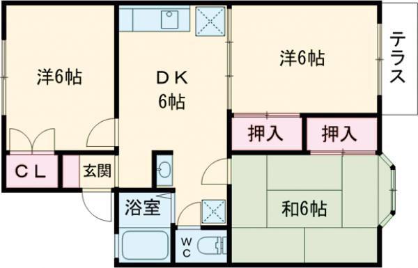 サンライズ館C(3DK/1階)の間取り写真