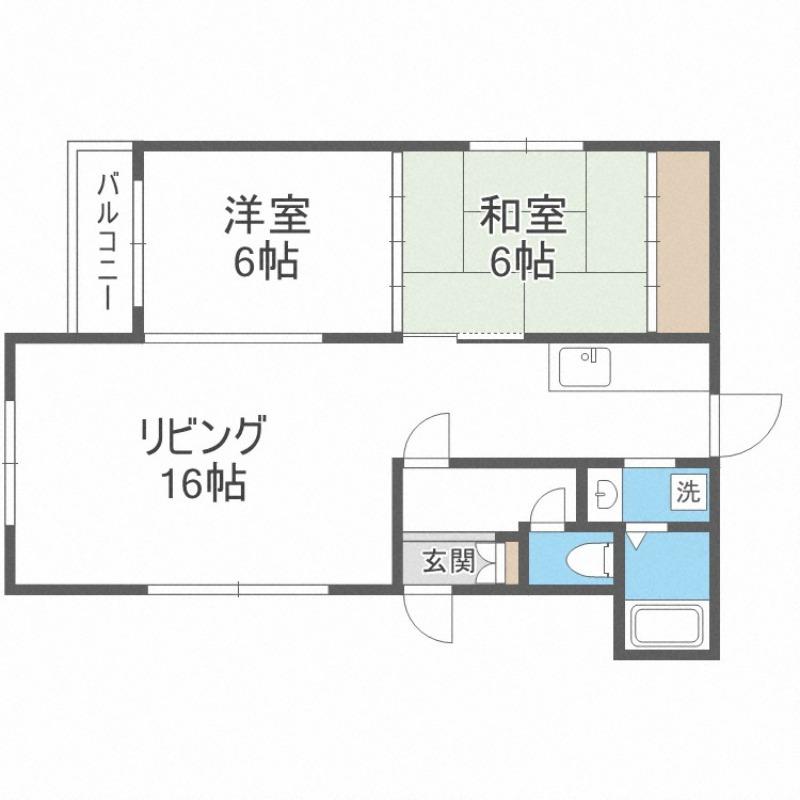 梨乃ハイツ(2LDK/1階)の間取り写真