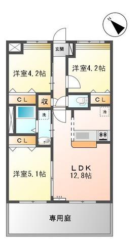 HANAMIZUKI(3LDK/1階)の間取り写真