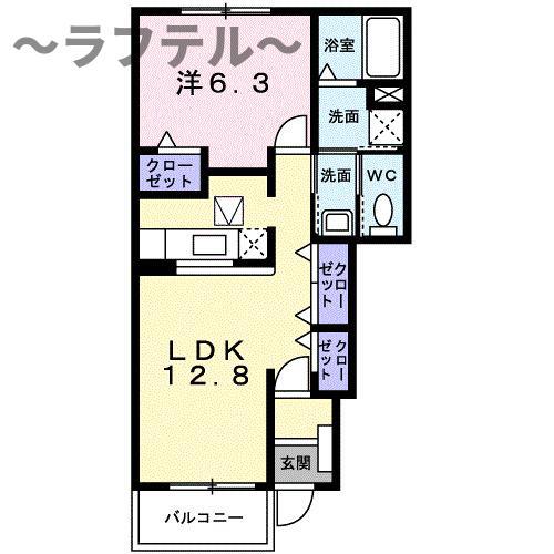 ソレアード・ティム(1LDK/1階)の間取り写真