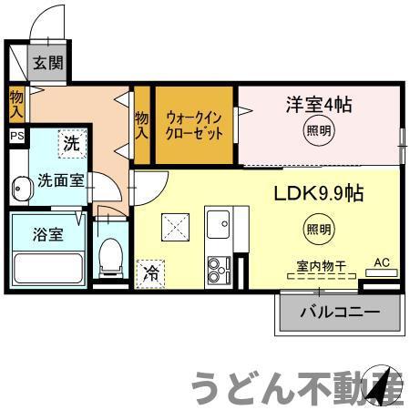 RUHE(1LDK/1階)の間取り写真