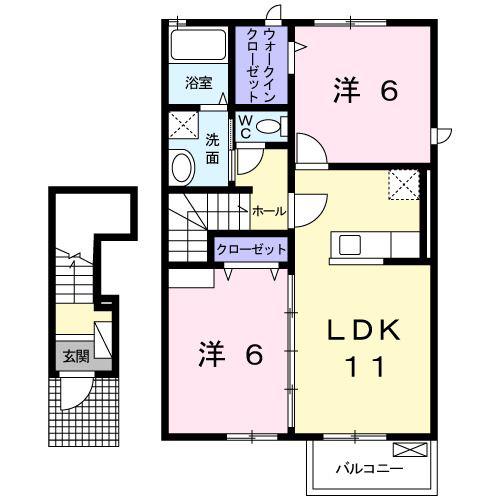 サウスウィンズVIII(2LDK/2階)の間取り写真