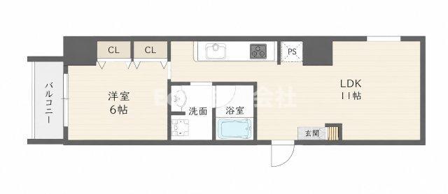 CITY SPIRE日本橋高津(1LDK/11階)の間取り写真
