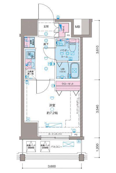 ガリシア新宿ノースII(1K/3階)の間取り写真