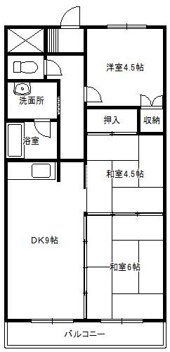 エスポアール伊勢(3DK/3階)の間取り写真