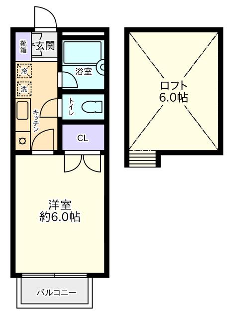 プレステージ越谷(1K/1階)の間取り写真
